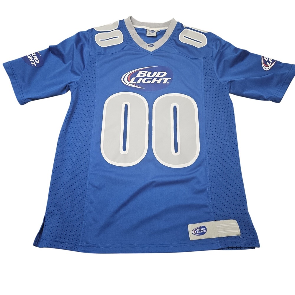 Bud Light Football Jersey Medium Blue Beer Anheuser Busch Sports‎ Fangear Sporty